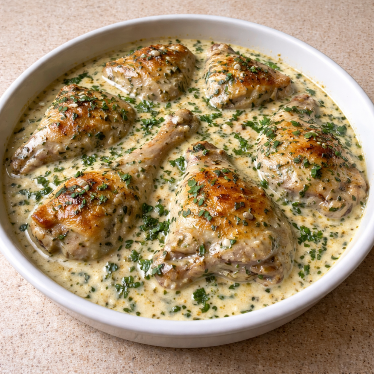 Poulet à la crème et aux herbes featured photo