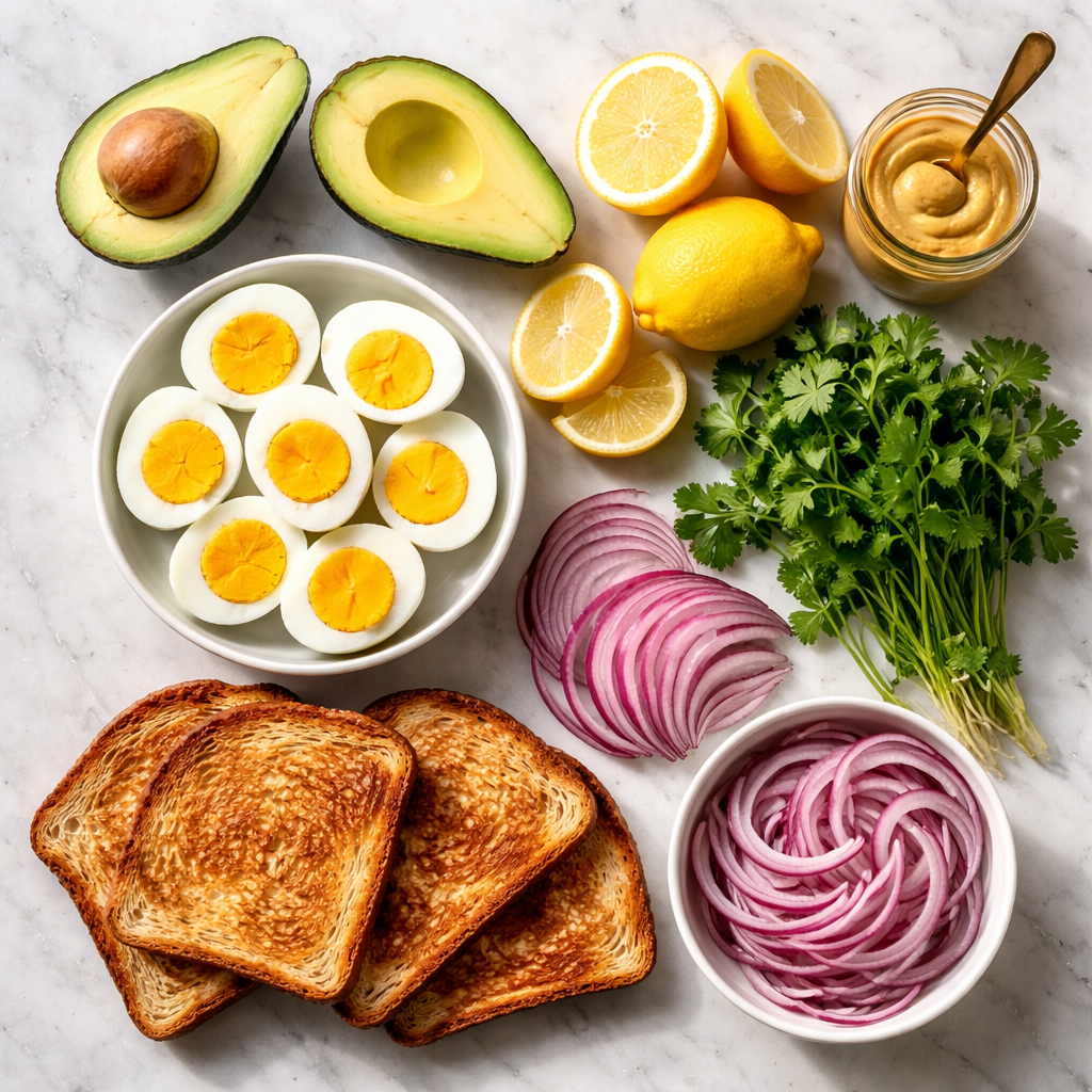 Salade d'avocat et d'œufs ingredients photo