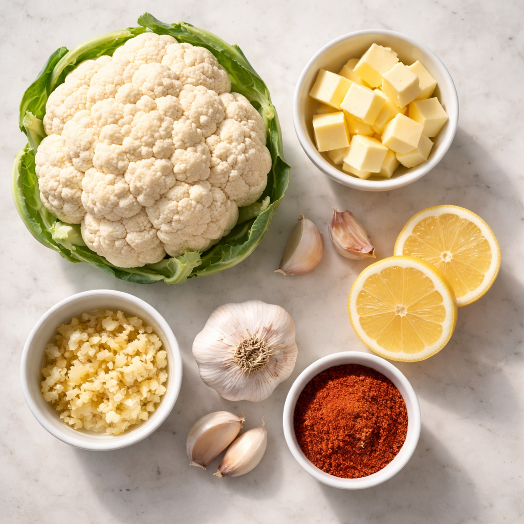 Chou-fleur rôti au beurre ingredients photo