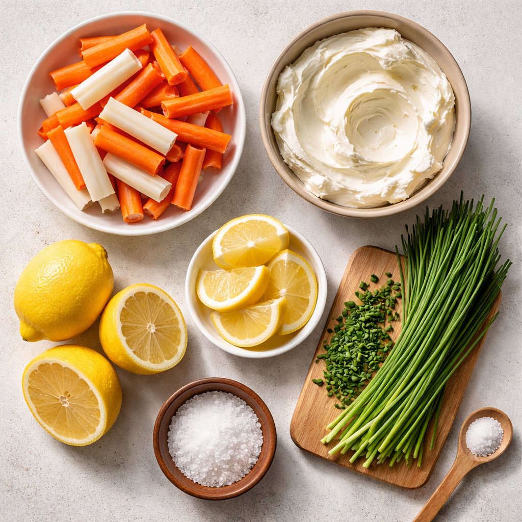 Bouchées au surimi et fromage frais ingredients photo