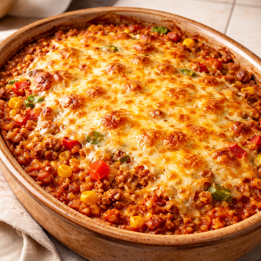 Gratin mexicain au riz et à la viande hachée featured photo