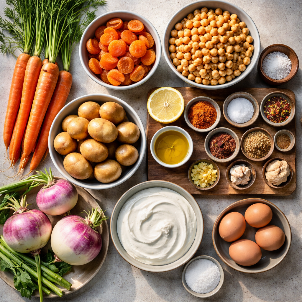 Tajine de légumes d'automne : Un délice réconfortant et sain ingredients photo