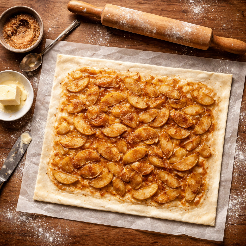 Roulés feuilletés aux pommes preparation photo
