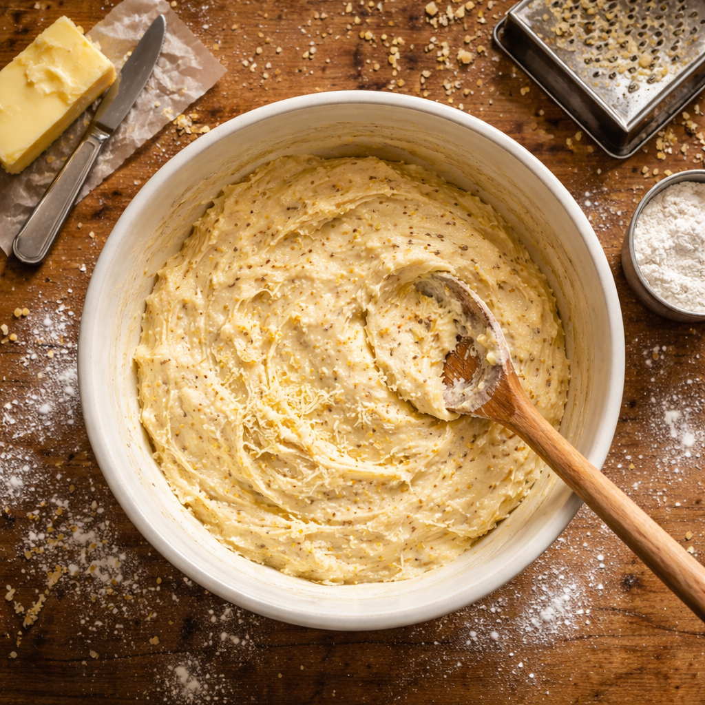 Biscuits à la moutarde et au Comté preparation photo