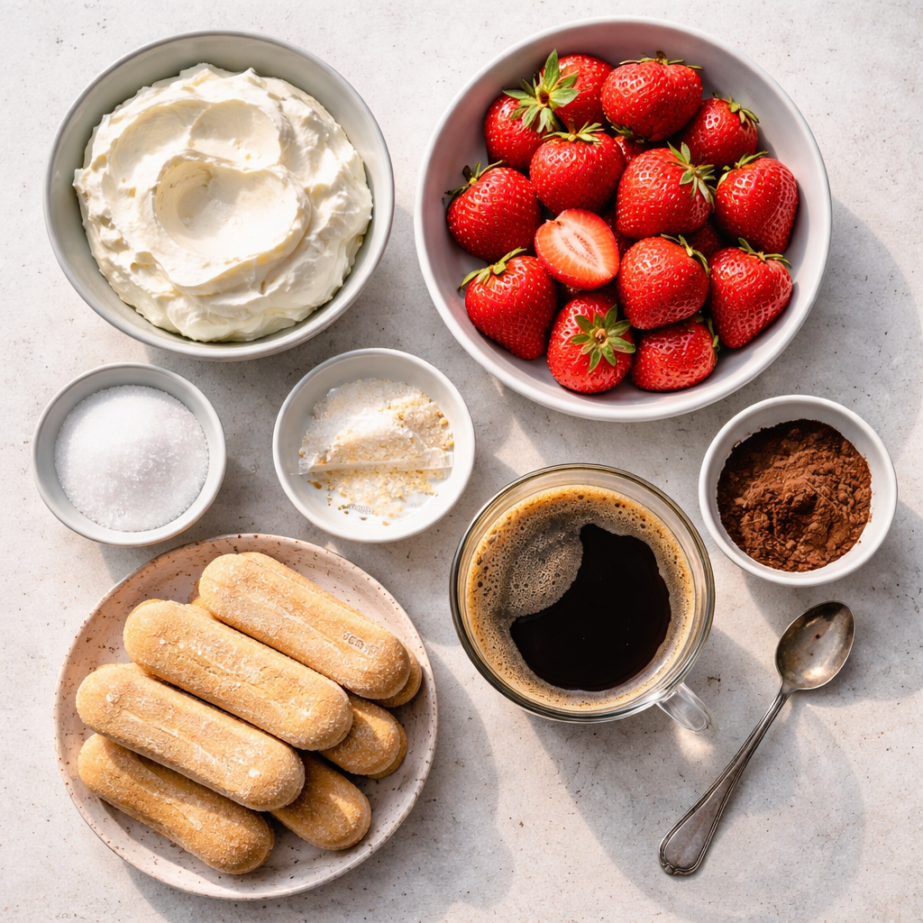 Tiramisu aux fraises ingredients photo