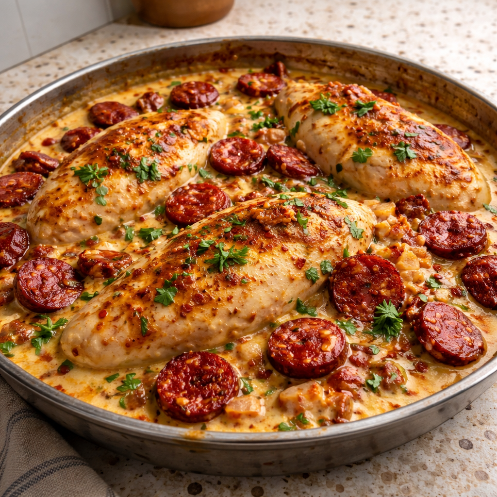 Poulet crémeux au chorizo featured photo