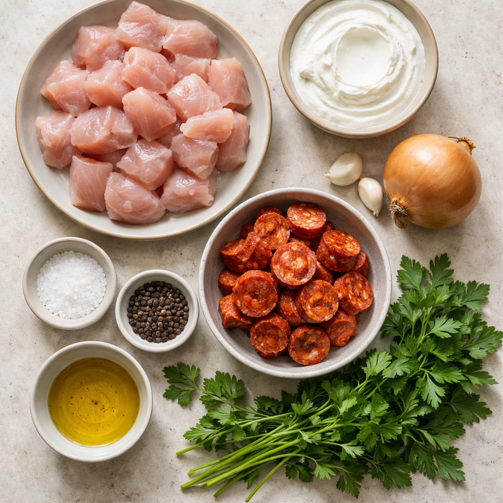 Poulet crémeux au chorizo ingredients photo