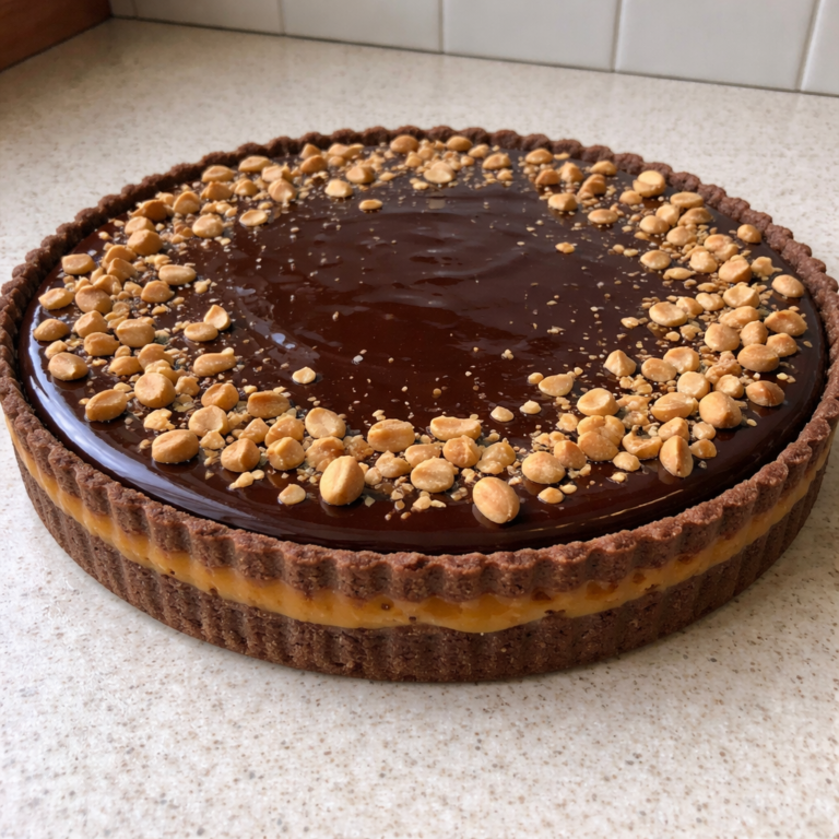 Tarte chocolat cacahuètes et caramel featured photo