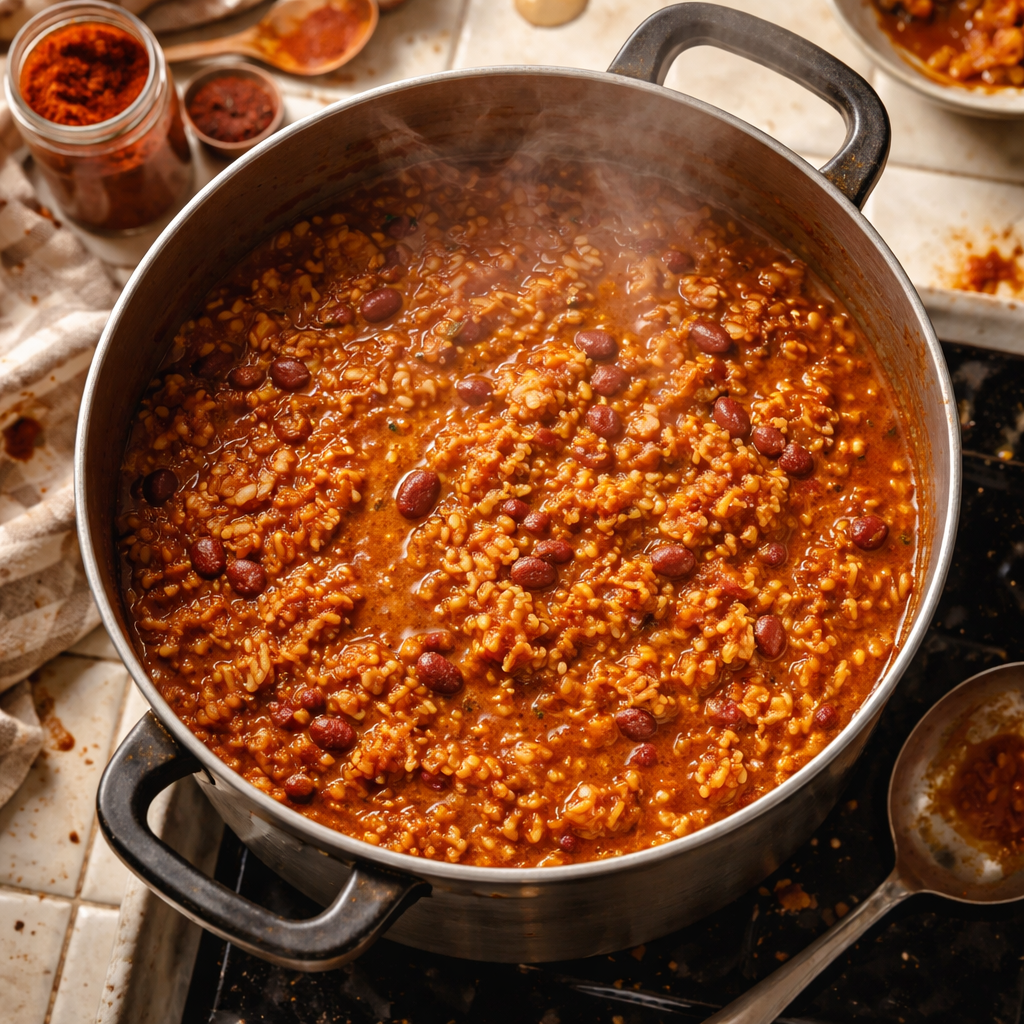 Riz Cajun aux Haricots Rouges : Le Meilleur Confort Végétal preparation photo