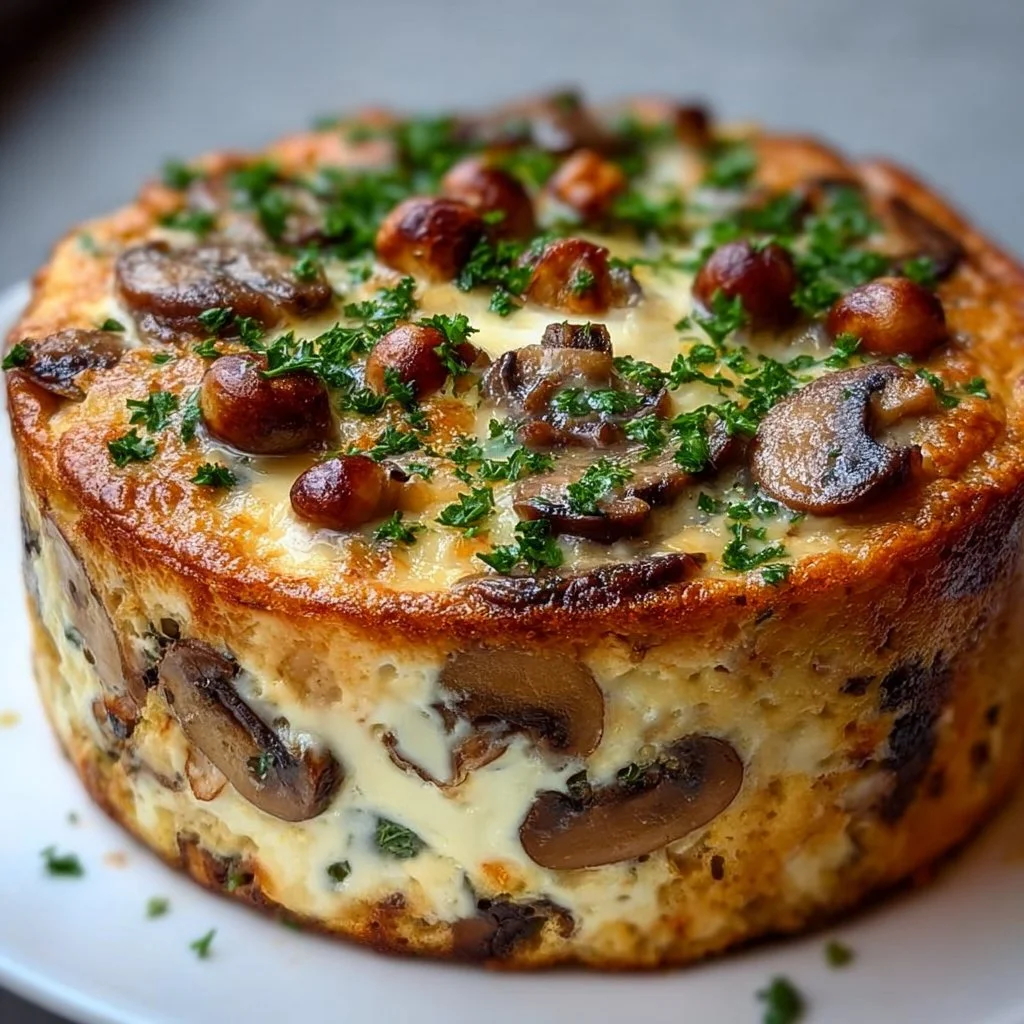 Cake salé aux champignons, Comté, noisettes et persil, prêt à déguster