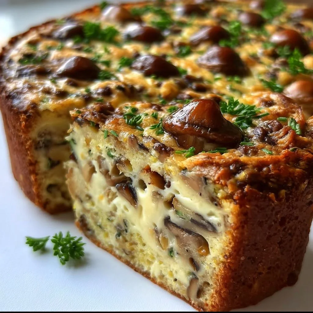 Cake Salé aux Champignons et Comté, un délice salé pour l'apéritif.