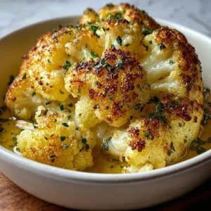 Recette de chou-fleur rôti au beurre, doré et savoureux.