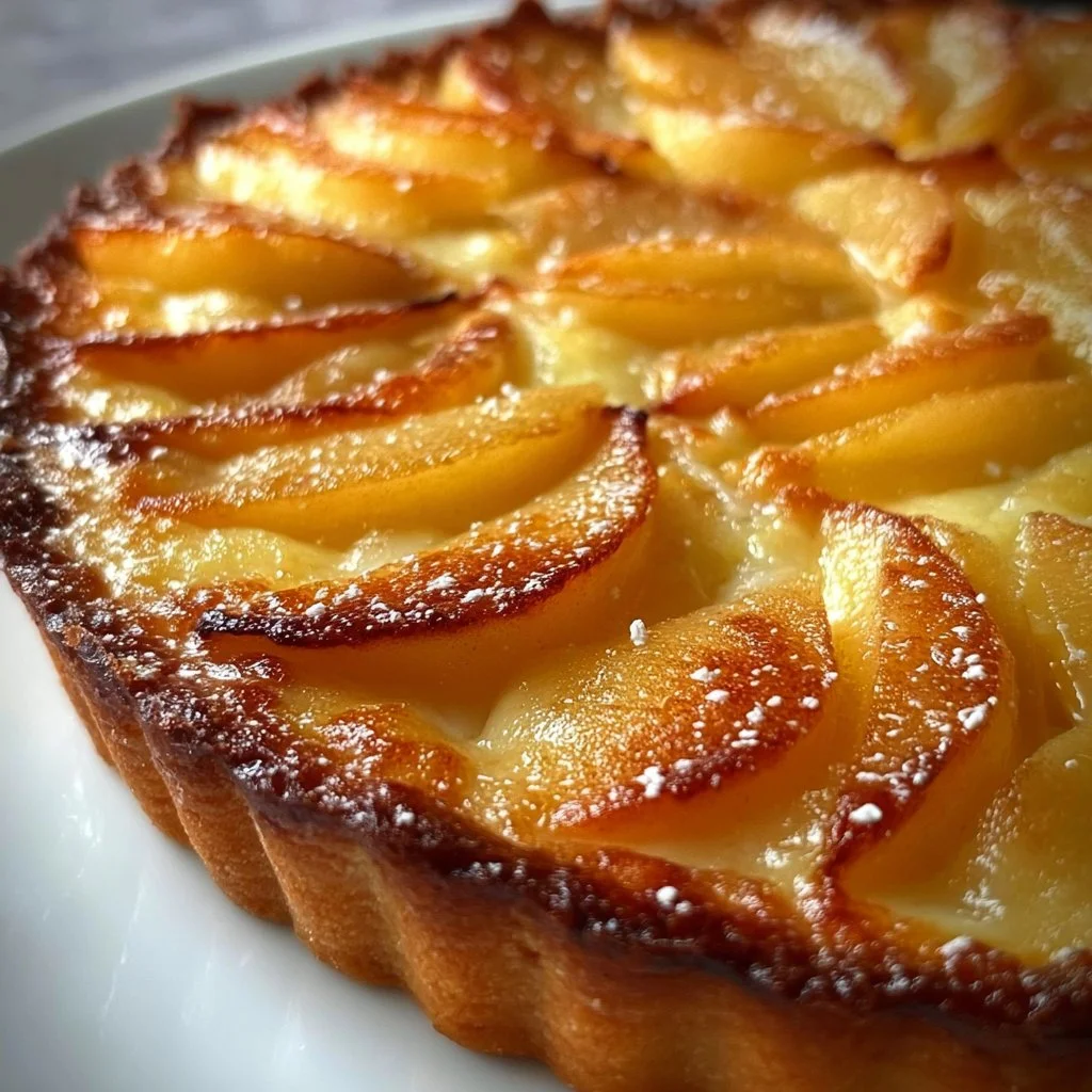 Flan aux pommes alsacien appétissant avec une garniture de pommes