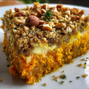 Parmentier de potimarron et lentilles avec crumble aux noisettes