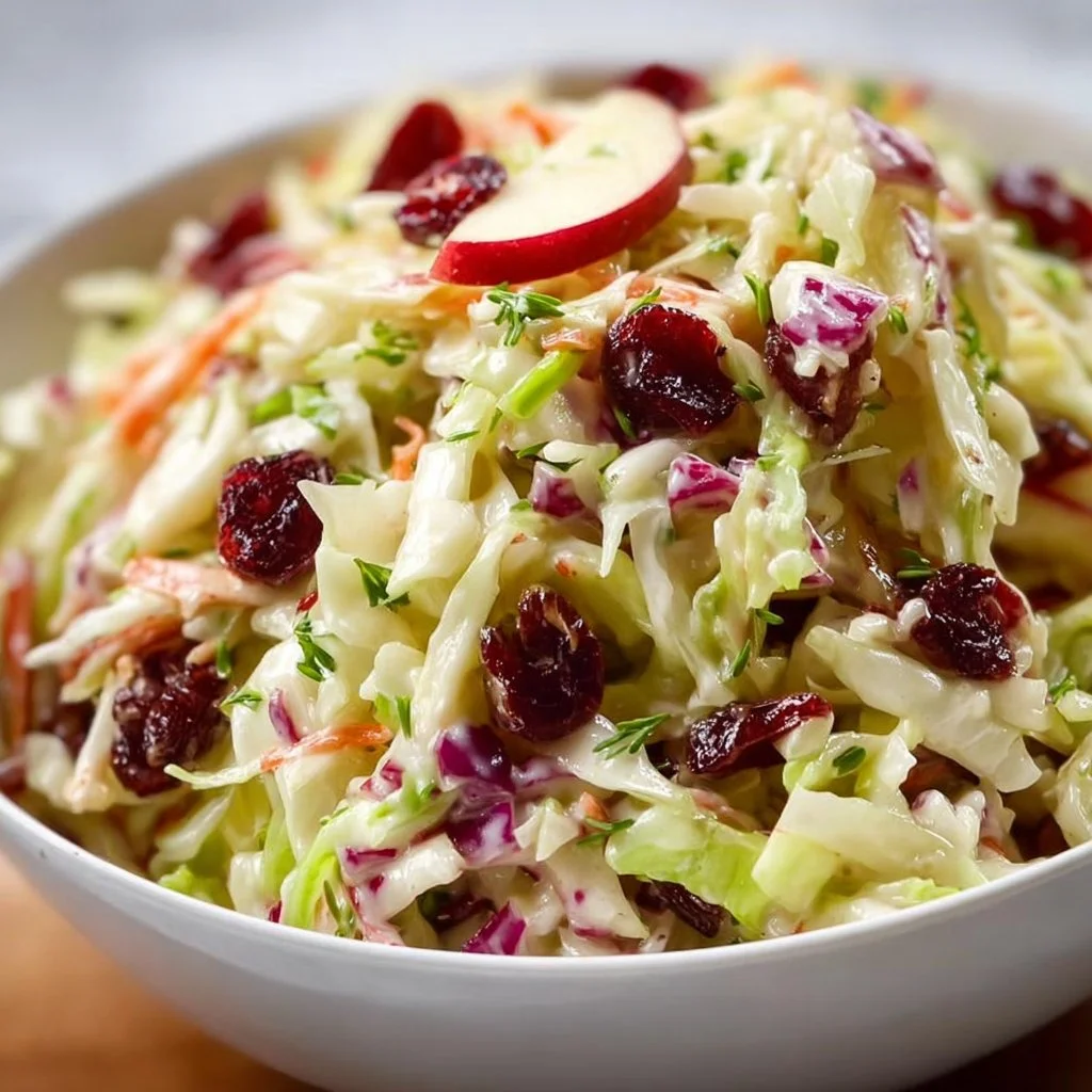 Salade de chou aux pommes et canneberges, une recette saine et délicieuse.
