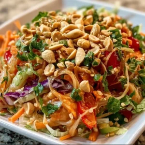 Salade Thaï Cacahuète avec légumes frais et cacahuètes grillées