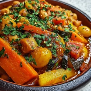 Tajine de légumes d'automne servi avec des épices et des herbes fraîches